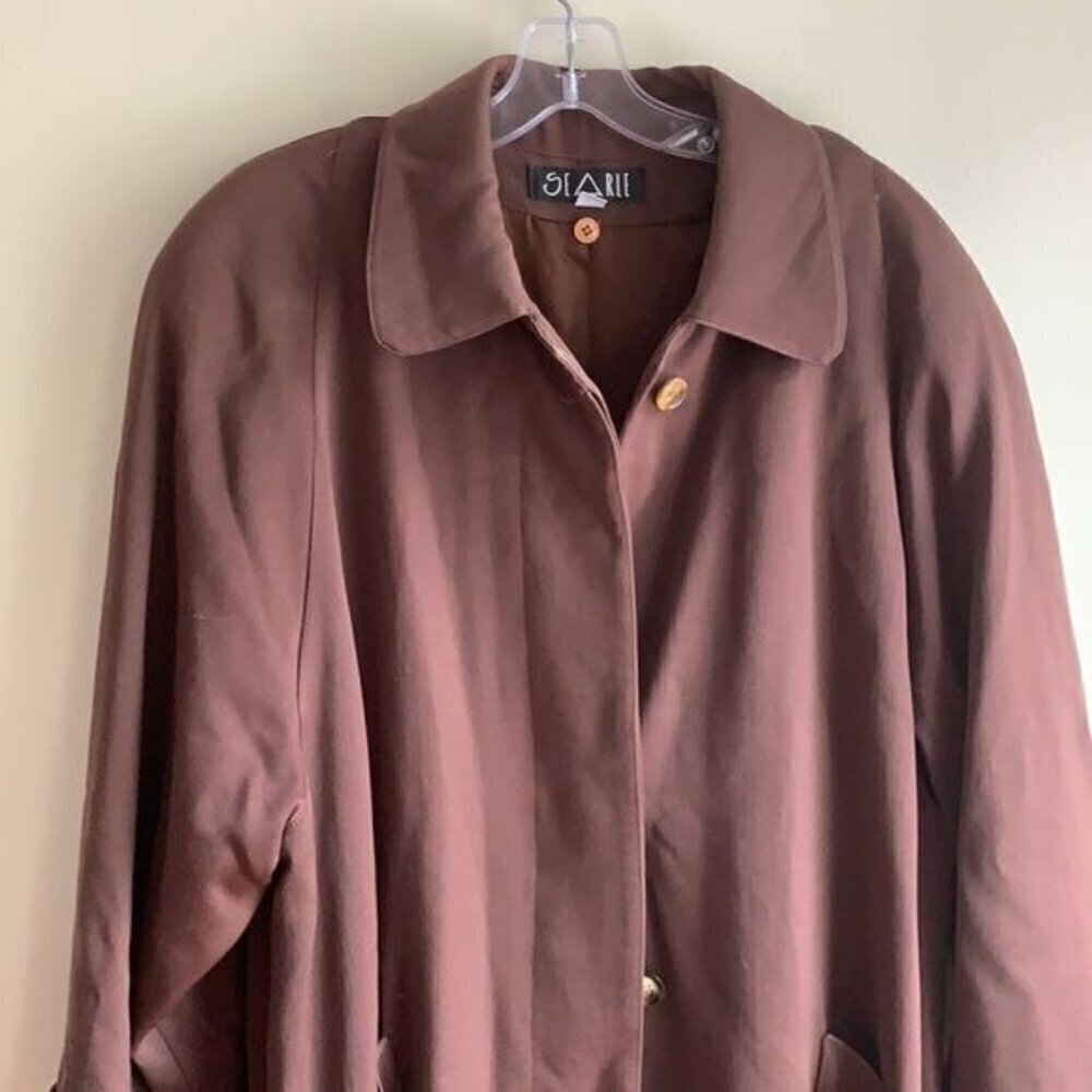 Searle Brown Maxi Trench Coat Size 14 Minimalist A-Line Duster - Picture 5 of 12